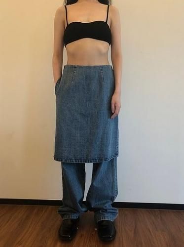 john Denim Skirt-Effect Trousers デニムスカート john Denim Skirt-Effect Trousers デニムスカート
