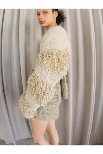 LEINWÄNDE Tweed Fringe Cardigan ラインヴァンド ツイード フリンジ ...