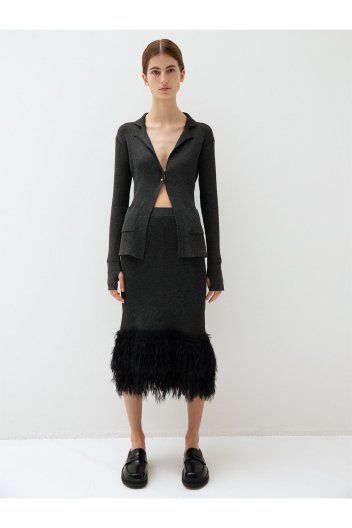 <img class='new_mark_img1' src='https://img.shop-pro.jp/img/new/icons16.gif' style='border:none;display:inline;margin:0px;padding:0px;width:auto;' />LEINWÄNDE Knitted Fringe Skirt 饤 ˥åȥե󥸥