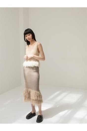 <img class='new_mark_img1' src='https://img.shop-pro.jp/img/new/icons16.gif' style='border:none;display:inline;margin:0px;padding:0px;width:auto;' />LEINWÄNDE Knitted Fringe Skirt 饤 ˥åȥե󥸥