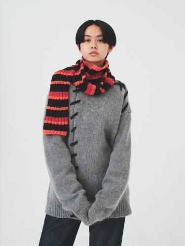 bedsidedrama ポケット スヌード付き ニット セーター 北の国から ゆるめキーネックセーター ウィメンズ(M ベージュ): トップス