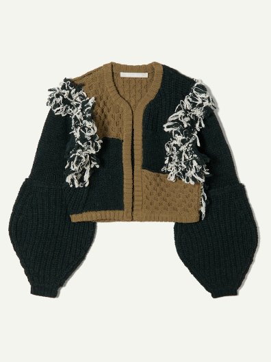 LEINWANDE Hand Knitted Patchwork Cardigan  饤 ϥɥ˥å ѥå ǥ