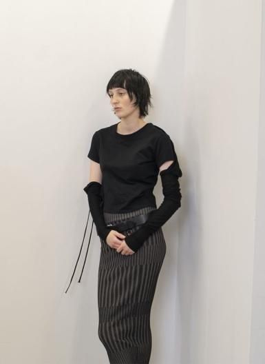 <img class='new_mark_img1' src='https://img.shop-pro.jp/img/new/icons16.gif' style='border:none;display:inline;margin:0px;padding:0px;width:auto;' />PERVERZE Knit Sleeve Tee  ѡС ˥å ꡼ T