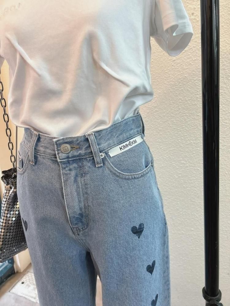 KIMHEKIM HEART STAMPED JEANS キムへキム ハートスタンプ