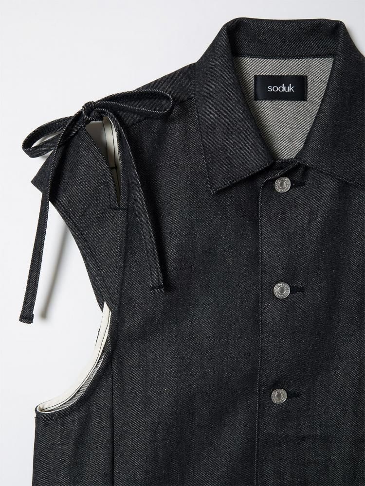 SODUK ribbon denim vest スドーク リボン デニム ベスト- 大阪 SODUK ribbon denim vest スドーク リボン デニム ベスト- 大阪