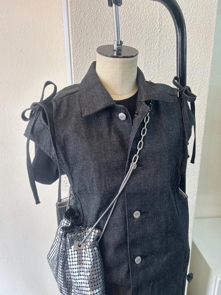 SODUK ribbon denim vest スドーク リボン デニム ベスト- 大阪