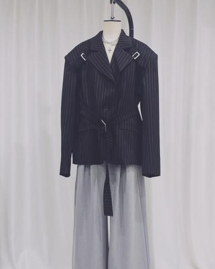 <img class='new_mark_img1' src='https://img.shop-pro.jp/img/new/icons16.gif' style='border:none;display:inline;margin:0px;padding:0px;width:auto;' />Rase le sol Jacket Striped Oversized Blazer Jacket 쥤륽 С 㥱å