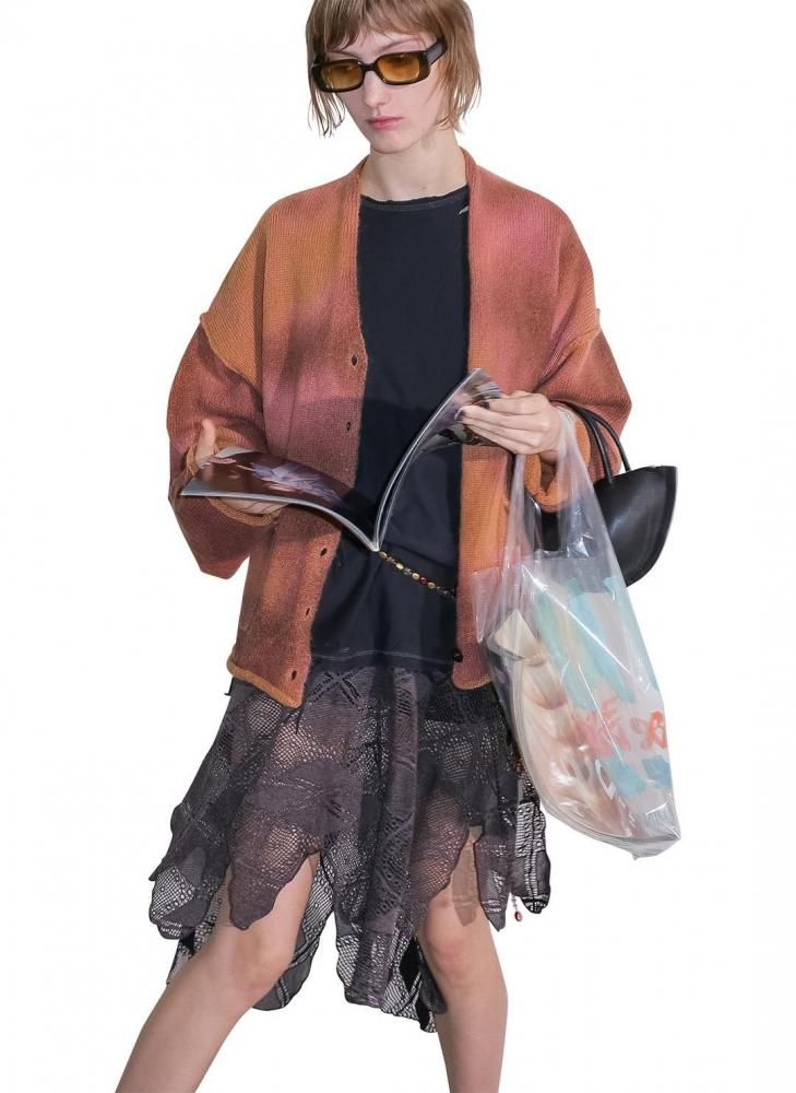 PERVERZE Knit Lace Jagged-hem Skirt パーバーズ ジャゲドヘム レース