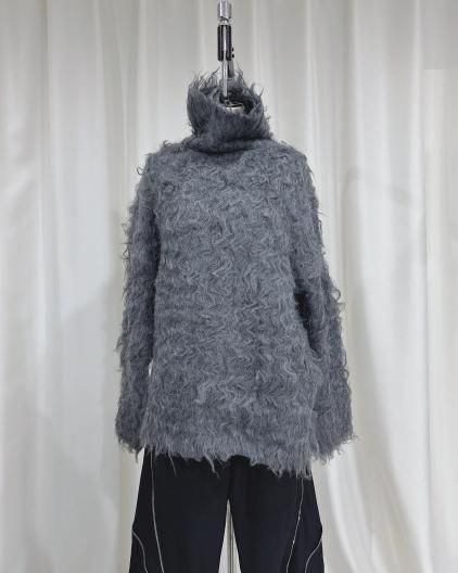 Determ Open-Back Shaggy Turtleneck Knit ǥ ץХå 㥮 ȥͥå ˥å