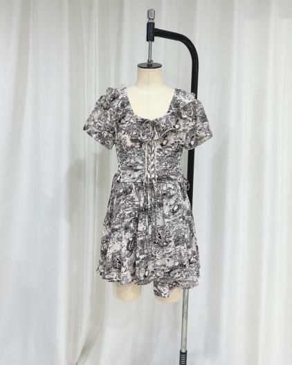 AR Corset Laceup Print Dress  륻å 졼å ץȥɥ쥹