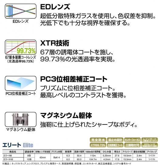 ブッシュネル双眼鏡 エリート8 完全防水 曇り止め設計 堅牢ボディ ハイ