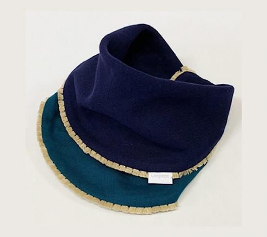 Leapepe】 2way モスリンフリンジビブ ○Navy×Green - a r k a k a m a