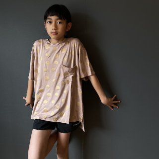[SECRET SALE 2500 ]  arkakama BASIC : WIDE S/S Tee ( THIS IS a DOT / BEIGE×GOLD )