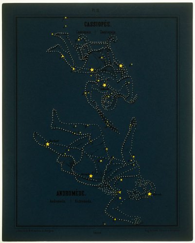 透過光式星座図版「カシオペヤ座とアンドロメダ座」 1855年頃
