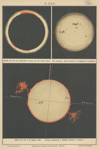 天文図版「IL SOLE」（イタリア1904年頃）