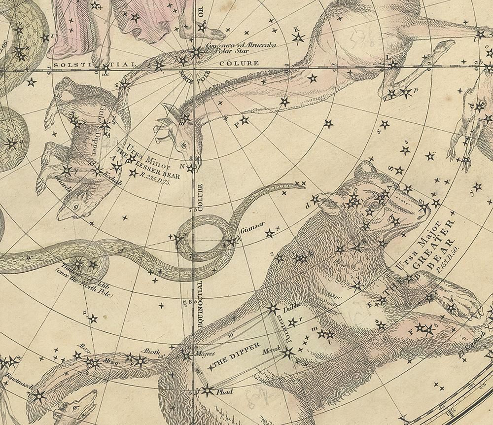 天文図版「バリット星図・北天の星座」(アメリカ 1835年 天文図版「バリット星図・北天の星座」(アメリカ 1835年