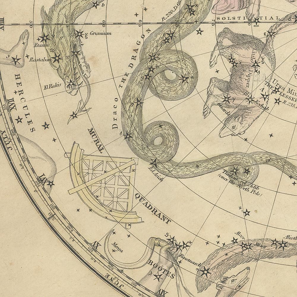 天文図版「バリット星図・北天の星座」(アメリカ 1835年 天文図版「バリット星図・北天の星座」(アメリカ 1835年