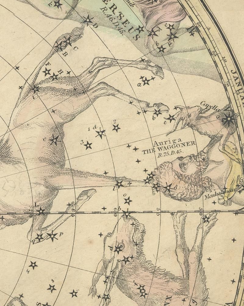 天文図版「バリット星図・北天の星座」(アメリカ 1835年 天文図版「バリット星図・北天の星座」(アメリカ 1835年