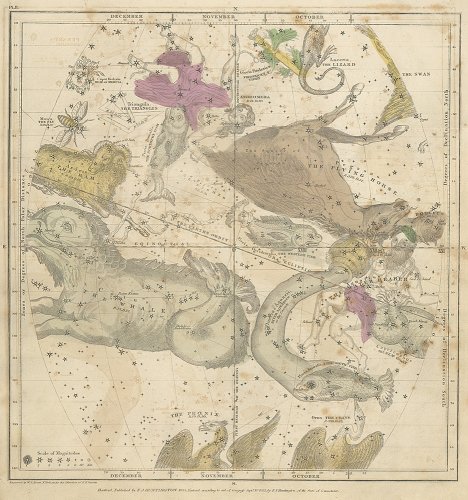 天文図版「バリット星図・10月から12月の星座」（アメリカ 1835年）