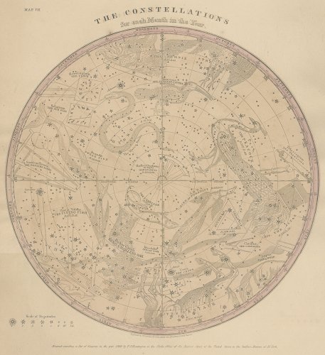 天文図版「バリット星図・南天の星座」（アメリカ 1856年）