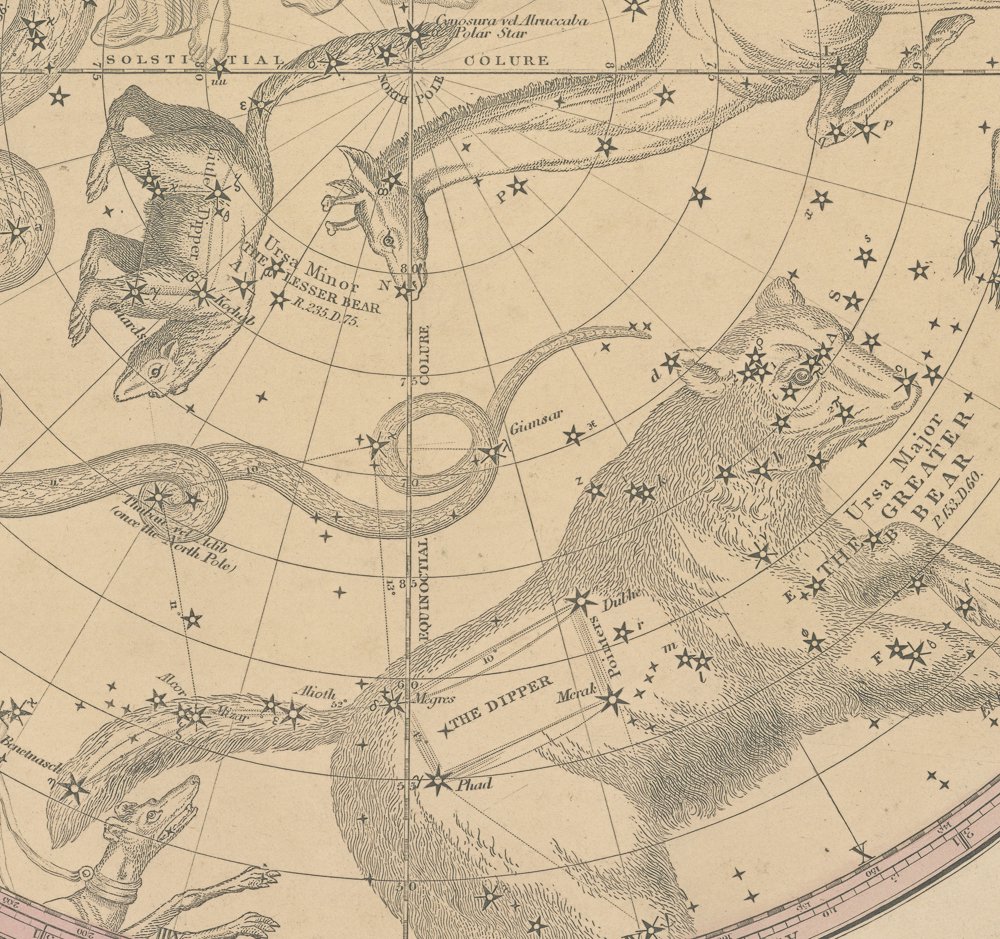 天文図版「バリット星図・北天の星座」（アメリカ 1856年） - Guignol 