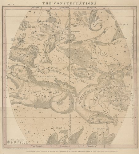 天文図版「バリット星図・10月から12月の星座」（アメリカ 1856年）
