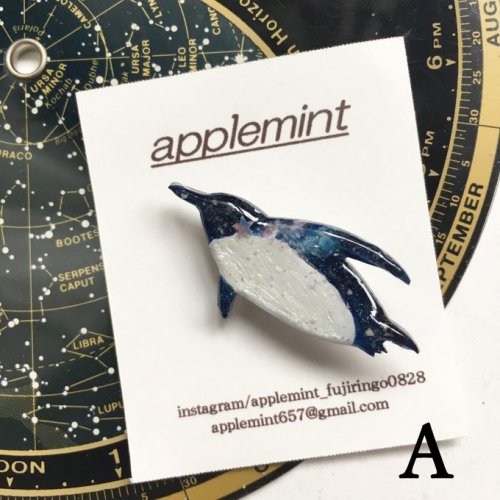 銀河のブローチミニ ペンギン/applemint（8月8日21時-8月22日21時販売）