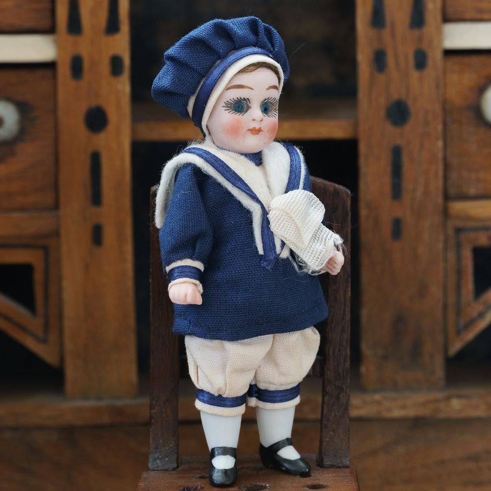 【アンティーク】ドイツ製ビスクドールの男の子(グラスアイ)10cm アンティーク】ドイツ製ビスクドールの男の子(グラスアイ)10cm