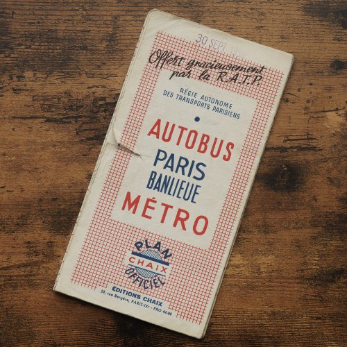 パリのバス＆メトロ路線図（フランス1956年）