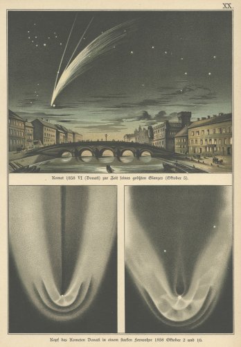 天文図版「Bilder-atlas der Sternenwelt.」ドナティ彗星（ドイツ 1888年）