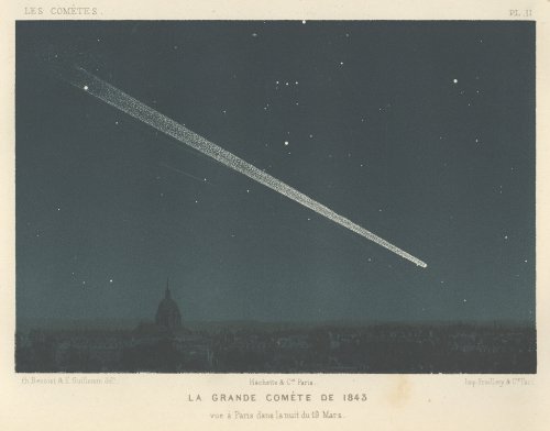 天文図版「Les Comètes」大彗星（フランス1875年）