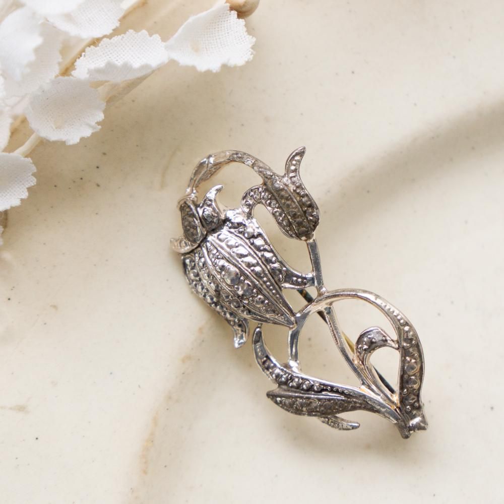 フランスアンティークすずらんハットピンブローチシルバー銀