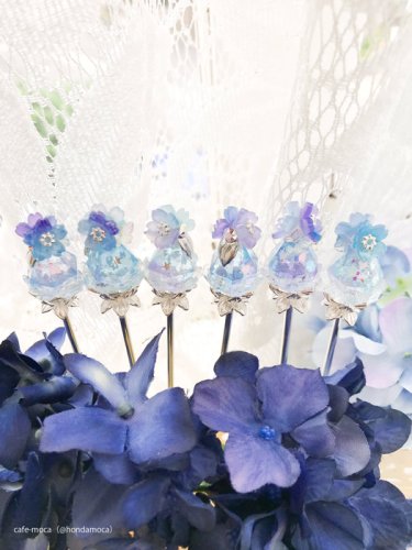 [7月30日21時より販売]桜水晶の簪（藍桜）/CAFE-MOCA（7月30日21時-8月7日21時販売）
