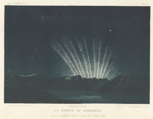 天文図版「Les Comètes」シェゾー彗星（クリンケンベルグ彗星）（フランス1875年）