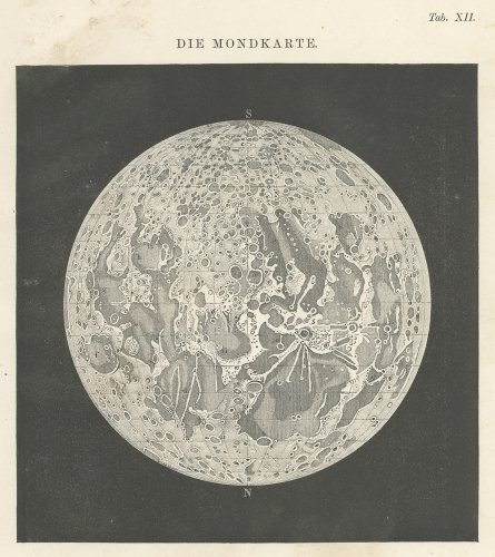 天文図版「DIE MONDKARTE.」月（ドイツ1875年）