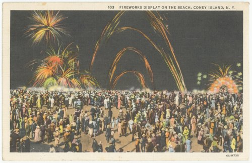 「コニーアイランドの花火大会」ポストカード