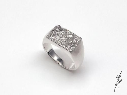 Crater Ring Signet Square 1/18abst.