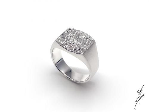 Crater Ring Signet Square 219/abst.