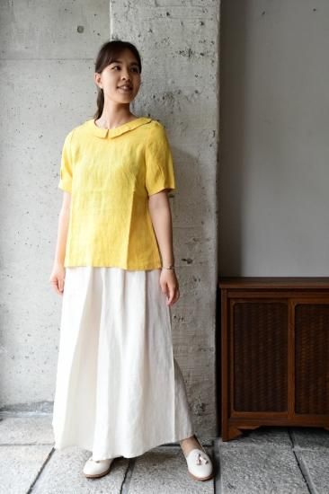 ヤンマ産業　リネン襟付シャツ　ひまわり