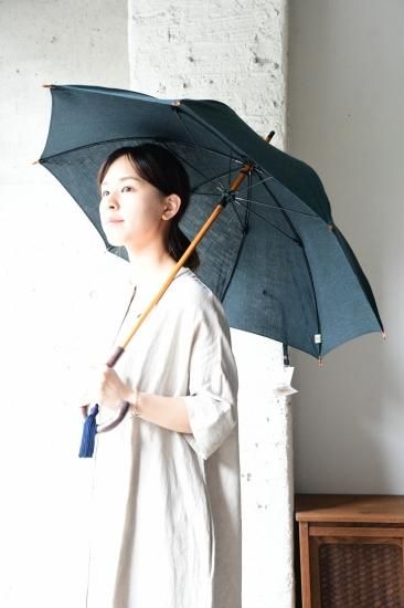 会津木綿パラソル 手元竹 会津木綿パラソル 手元竹