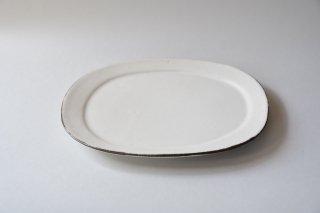 石岡信之　白楕円リム皿