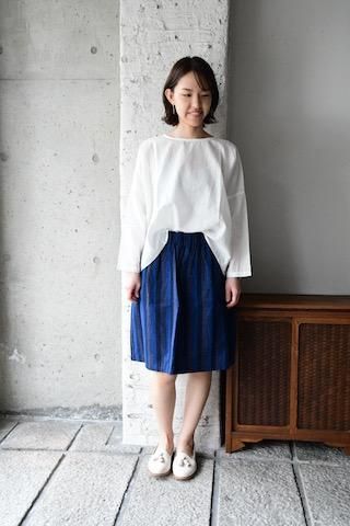 新品未使用　YAMMA　ヤンマ産業　リネン　ギャザー　フレアスカート　+10㎝丈 YAMMA(ヤンマ産業)：リネンのギャザースカート: うつわsousou