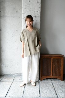 （WEBカタログ）ヤンマ産業　リネンVネックシャツ　ロング丈　半袖　LVS-SH-HS　TL41