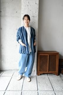 ヤンマ産業 リネンノーカラービッグシャツ 黒 NVB-SH YDスラブ