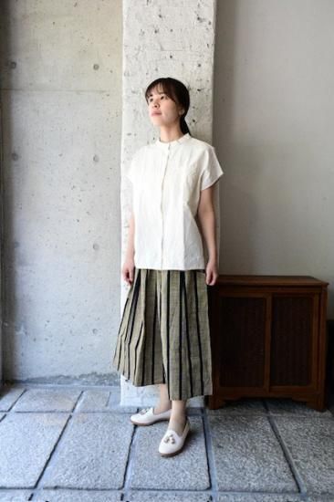 ヤンマ産業 会津木綿スタンドカラーシャツ +10cm丈 オフ白 ASC-SH-10 ヤンマ産業 会津木綿スタンドカラーシャツ +10cm丈 オフ白 ASC-SH-10