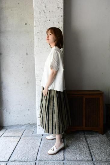 ヤンマ産業 会津木綿タックスカート+5cm丈