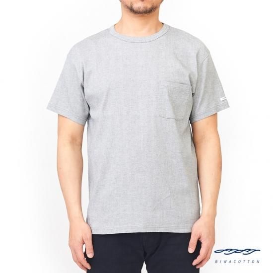 Biwacotton ビワコットン ビワコットンクルーネックポケットtシャツ 世界一ラクなコットン高島ちぢみ メール便円 グッぼる ボルダリングcafe クライミング通販