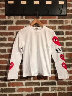【PLAY COMME des GARCONS】T259 袖 3ハートロングスリーブカットソー (レディース)