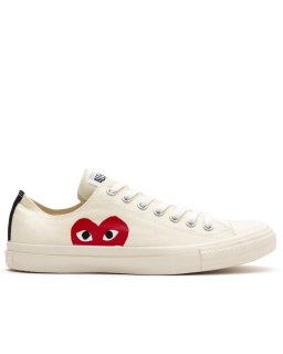 【PLAY COMME des GARCONS】K114(白)  綿キャンパスプリントローカット CONVERSE ALL STAR