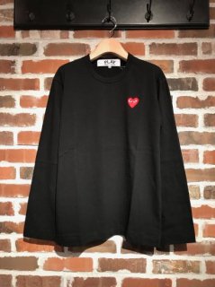 【PLAY COMME des GARCONS】T118 赤エンブレムロングスリーブカットソー (メンズ)